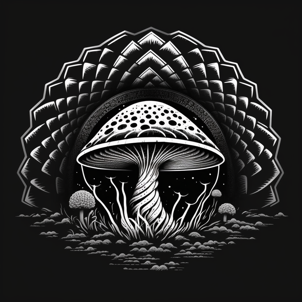 Mushroom radiating love and compassion